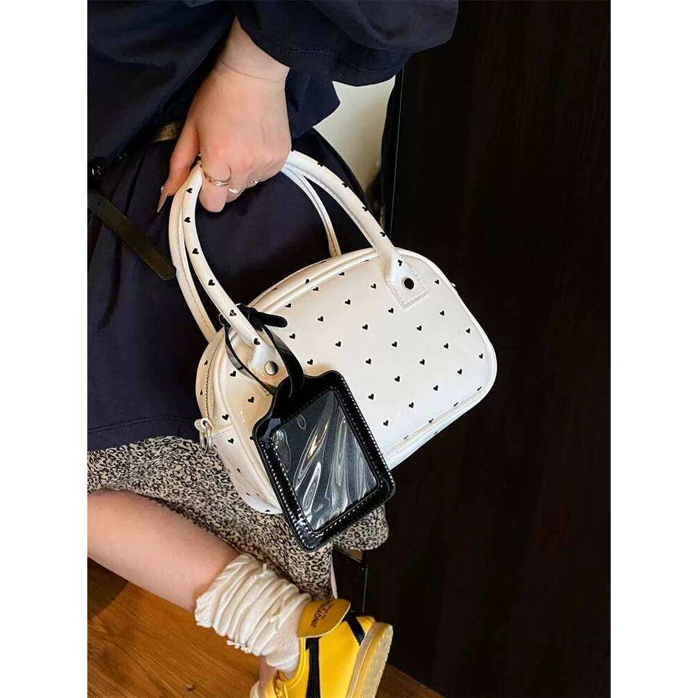 Korean Sle Polka Dot Heart Aped Handbag Single Oulder Crossbody For Commuting Versatile Boston Bag Soft Handle