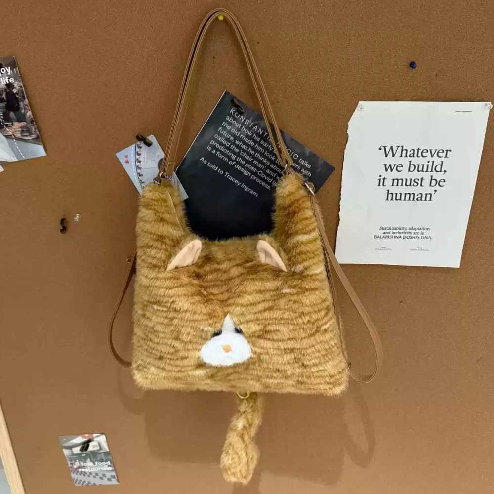 Cute Women Large Capacity Soft Backpacks Casual Zipper Plush Versatile Hand-Held Shopping Daily Commuter Bags Y250719