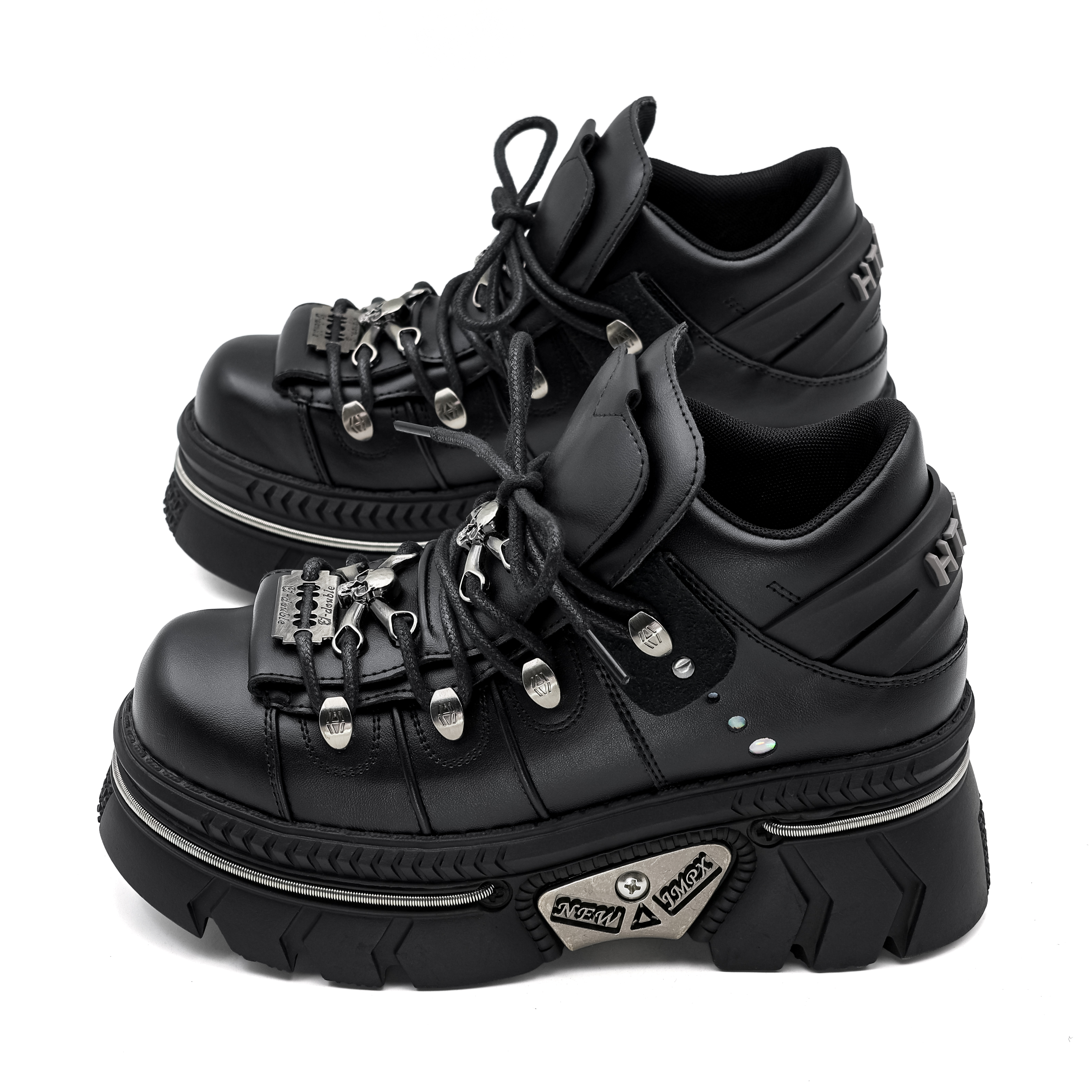 Gothic Dark Single-Piece Womens Small Heels Summer Edition with Comfortable Thicker Soles