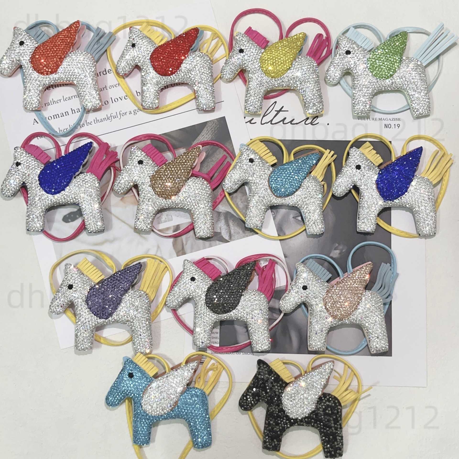 Rhinestone Little Pegasus In Pelle Pony Borsa Pendant Angel Horse Creative Acce…