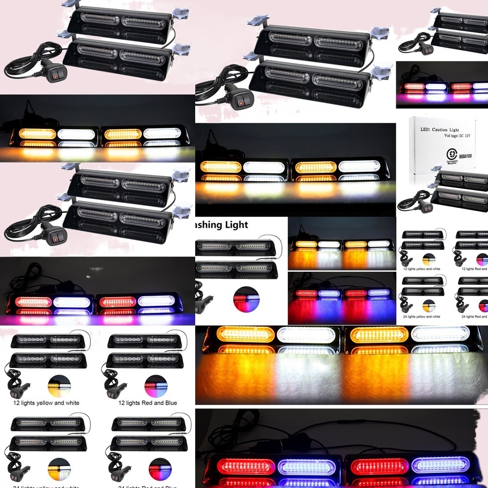 24led Car Strobe Warning Light With Suction Cup 360 Degree Rotating Holder Emergency Flashing Lights LED Beacon Tail Lamp