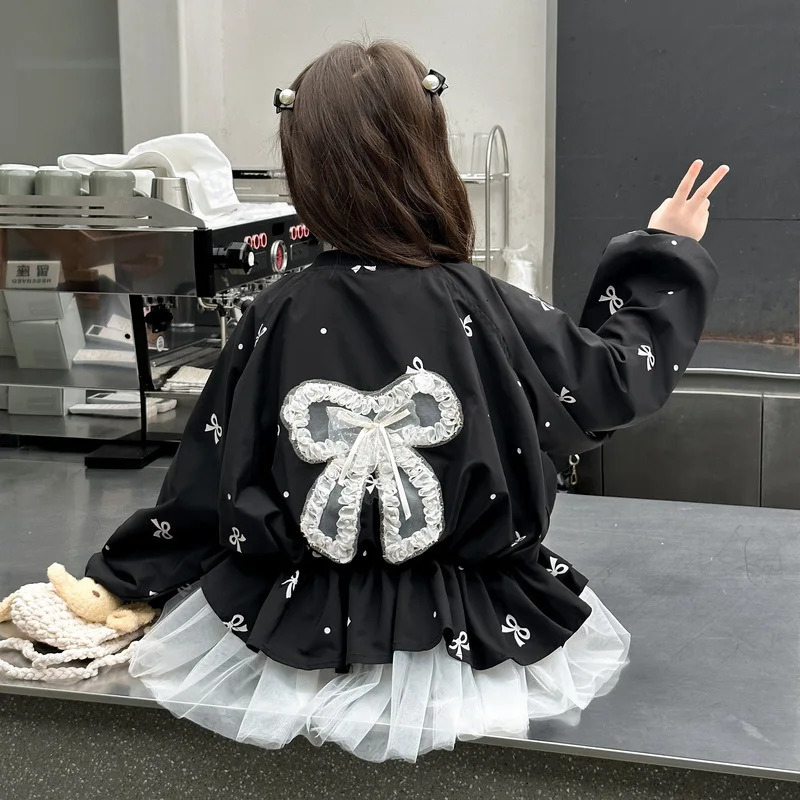 Girls Clothes Coat Childrens Bowknot Jacket Princess Tunic Spring Fashion Cardigan Kids Baby Autumn Casual Windbreaker 250715