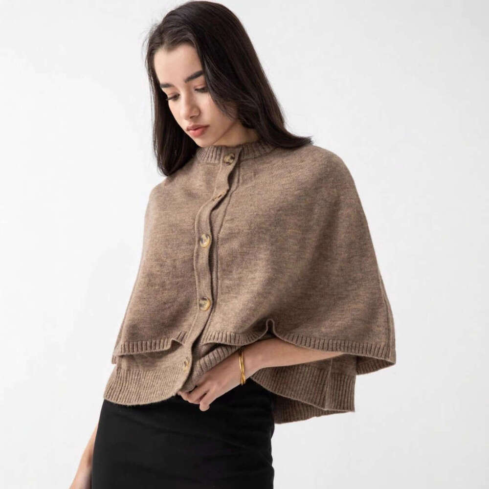 TRAFZA Early Spring And Autumn New Style Women's Fashion Casual Round Neck Knitted Shawl Short Coat B5
