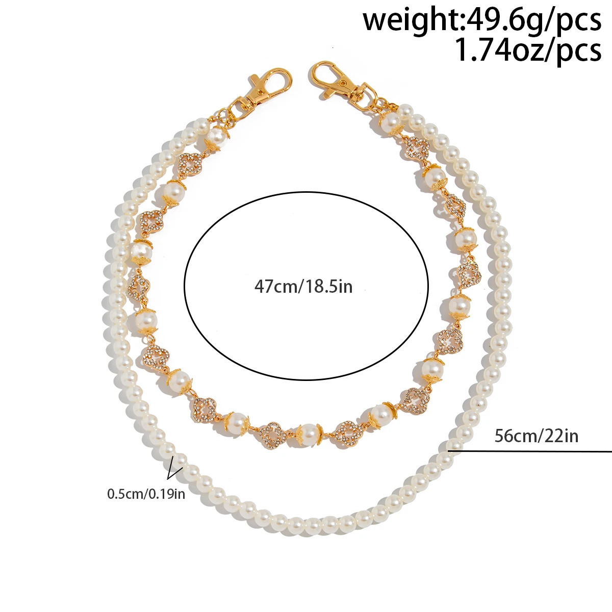 Ingemark Fashion Imitation Pearl Rhinestone Flower Jeans Pants Chain For Men Vintage Gold Color Wallet Key Chain Hip Hop Jewelry 250714