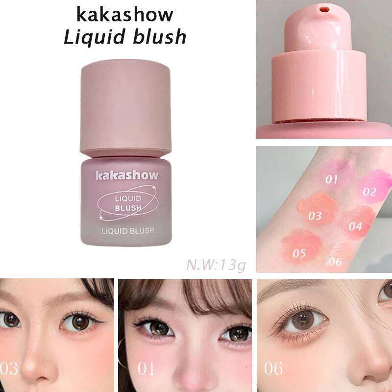 Kakashow Liquid blush for Cheeks Matte Finish Lightweight Smooth Hydrating Cream Natural Flush Long-lasting Easy to Wear Makeup X2507
