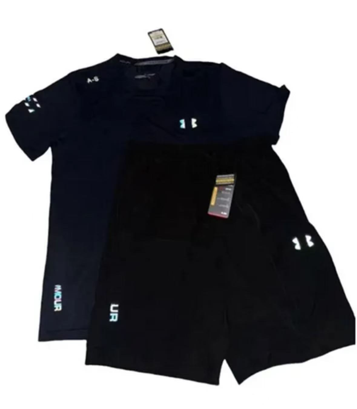 mens designer quick drying t-shirt sports training set short sleeve track field reflective running fitness basketball sportswear tracksuit gym shorts set