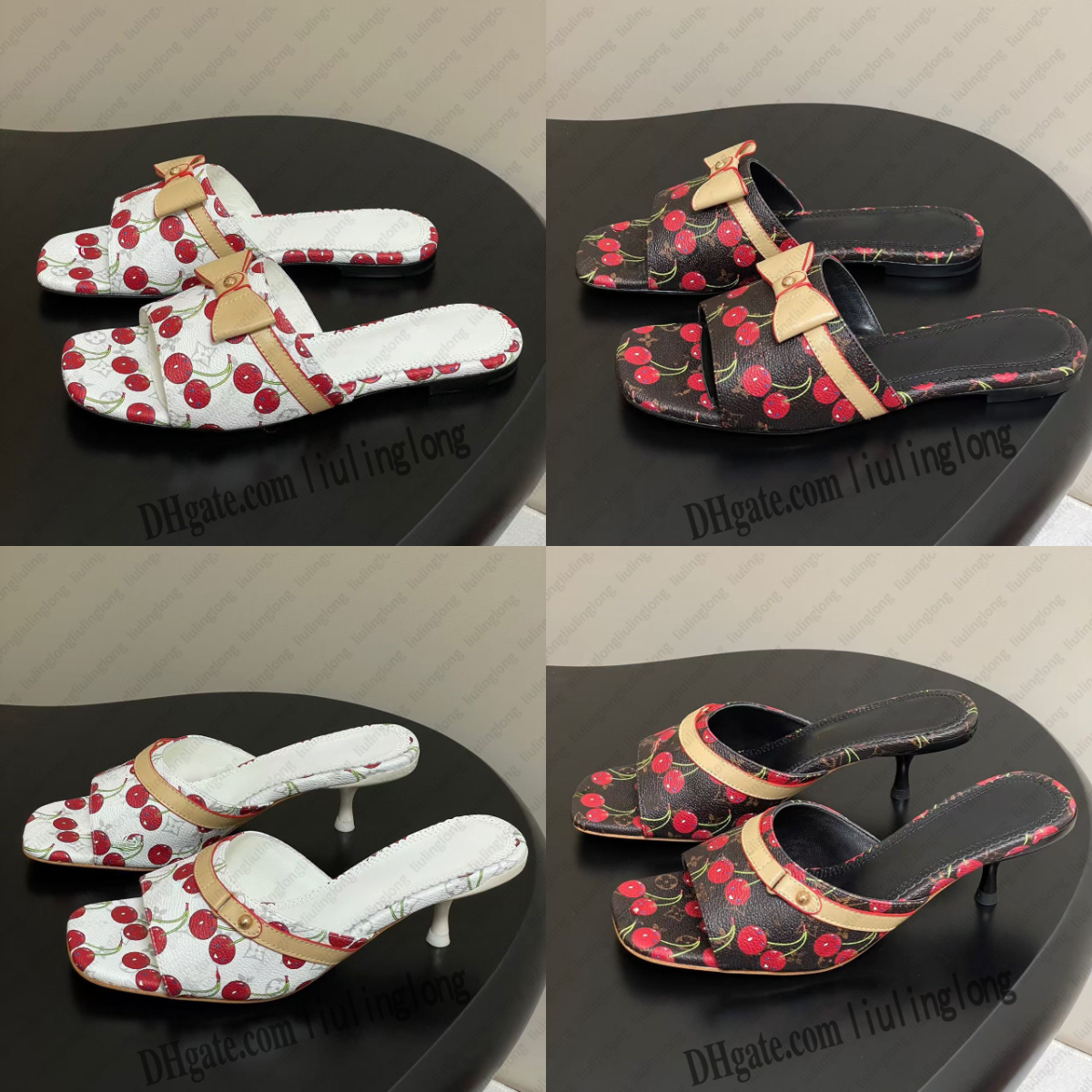 Designer TM murakami takashi flat mule sandal woman multicoloredn slippers cherry Slipper Luxury womens slender stiletto silhouette sandal rainbow Slide sandals