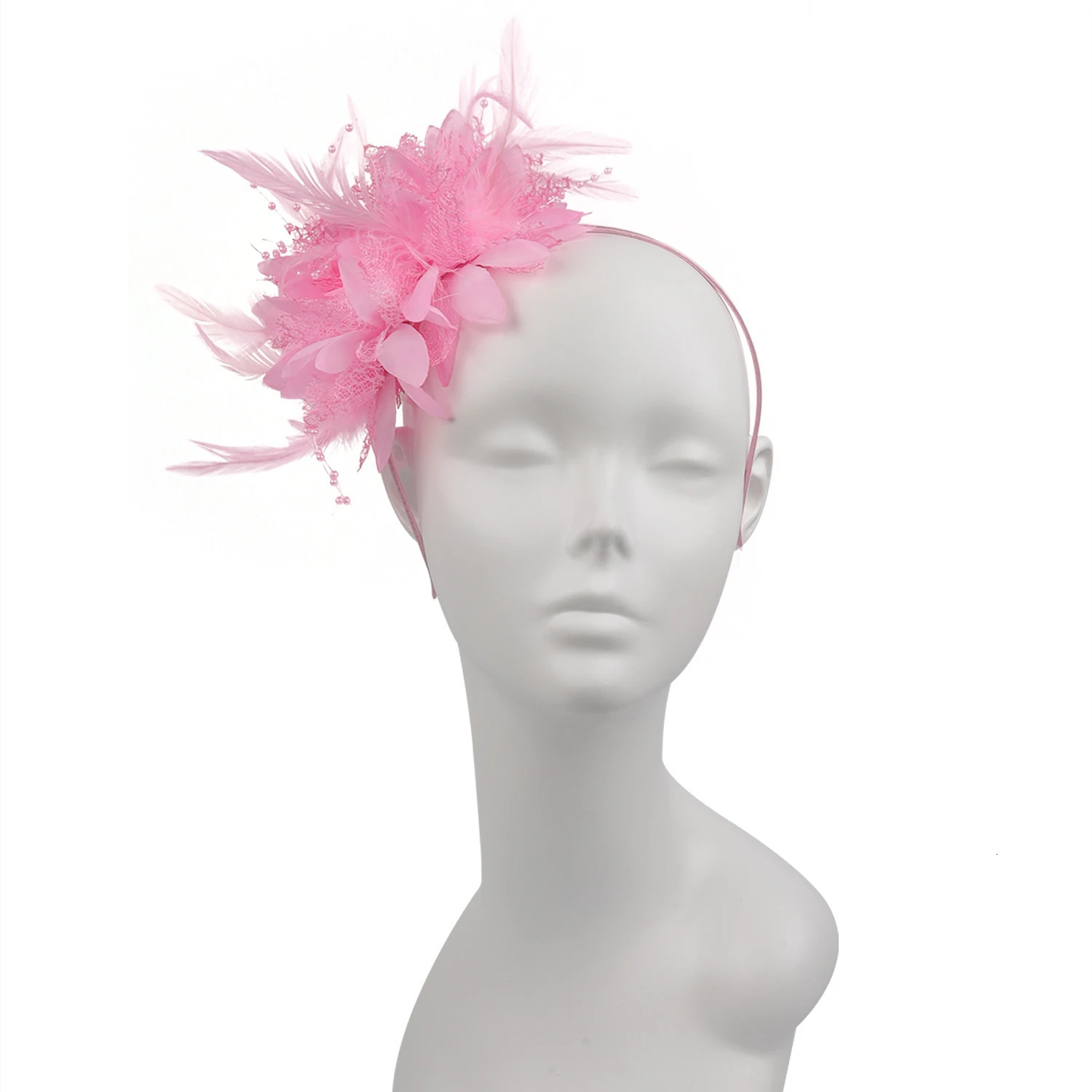 Flower Fascinators with Mesh Feather Headband Women PographParty headwear Cocktail Wedding Hair Accessories 250715