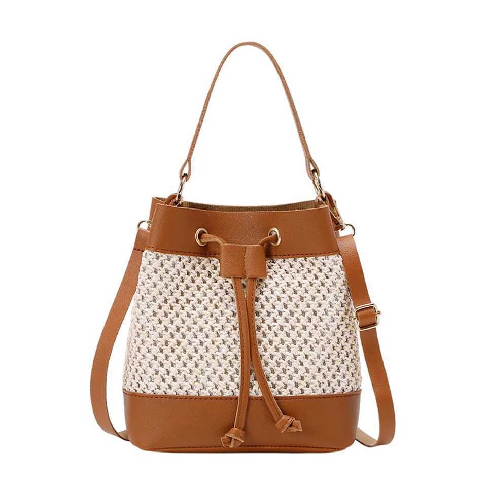 womens bag hollow bucket bag Korean version of womens crossbody bag girls single shoulder bag
