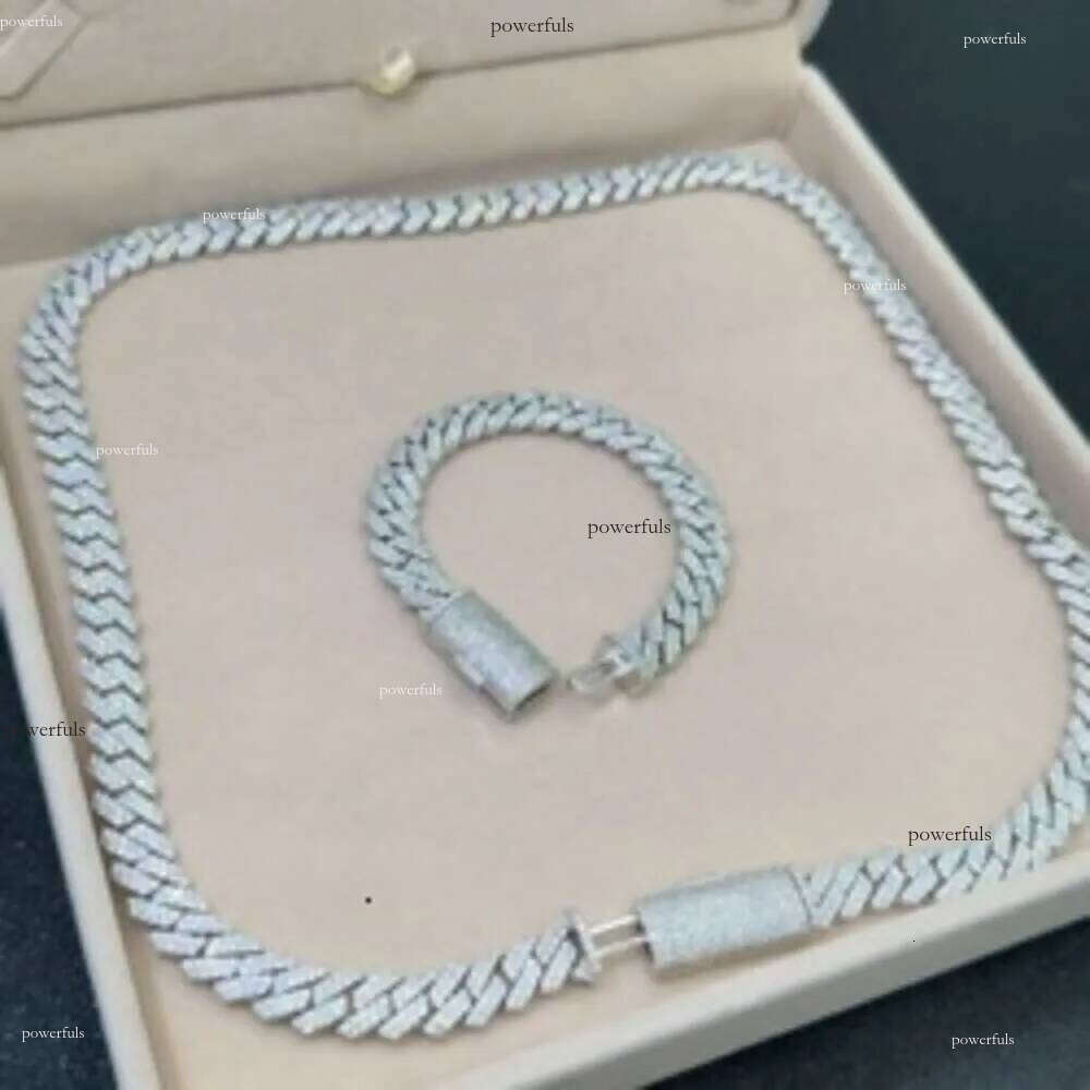 pendant necklaces designer for men Fine jewelry pass dia tester iced out Miami necklace Sterling Sier 14mm cuban link chain moissanite