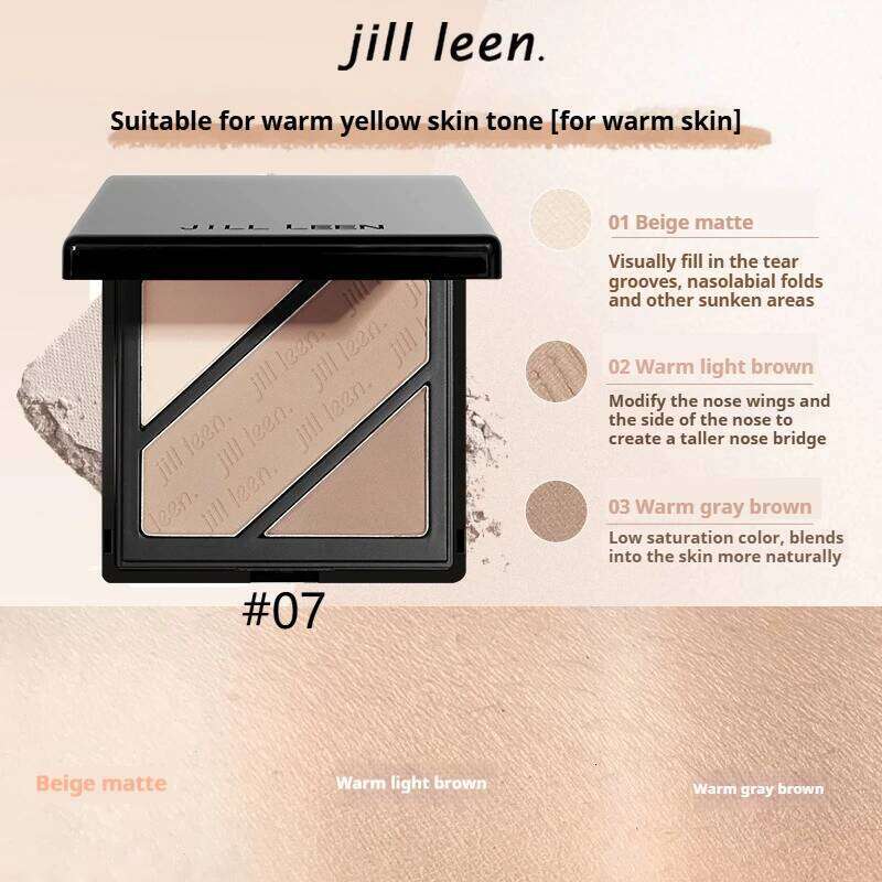 JILL LEEN Contour Powder Matte Bronzer Highlighter Brighten Bicolor for Natural Three-Dimensional Long Lasting Delicate Makeup X25071
