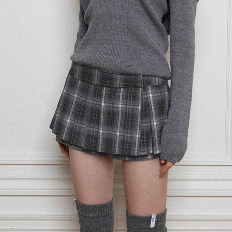 HEYOUN GIRL Preppy Style Women Plaid Printed Pleated Skirt Y2K Streetwear Vintage A-line Skirt With Shorts Under Korean Casual R250728