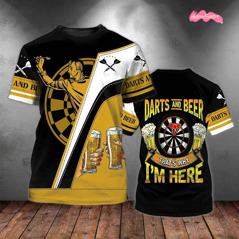 Beer And Darts 3D Print Men T-shirt Summer Cool Streetwear O-Neck Short Sleeve T Shirts Oversized Haruku Boys Kids Tees Tops ddmysept