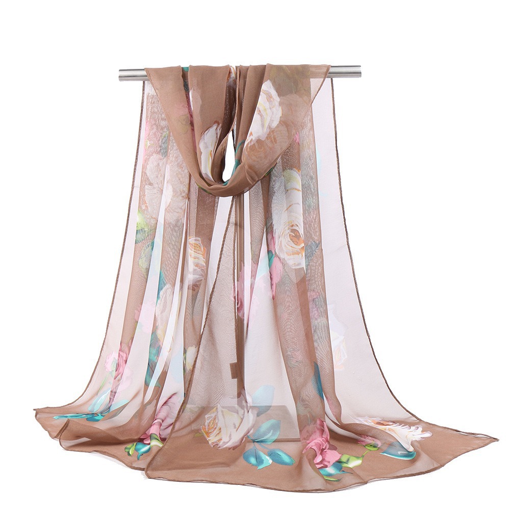 K1356 Lotus Georgette medium-length silk scarf wholesale printed scarf summer sun protection shawl mother gift model dance versatile