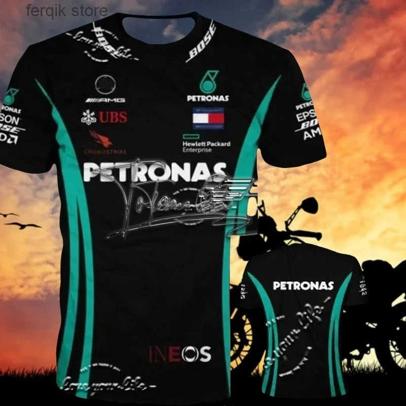 2023 Summer F1 Extreme Formula Mens Short Sleeve T-Shirt Breathable Casual Sports T-shirt Petronas Motorsport Top S250715