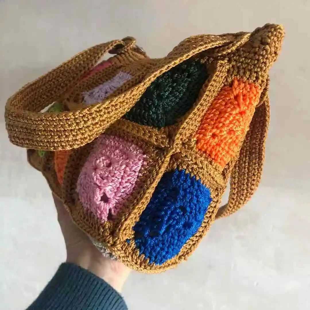 Handmade Bag Summer Bag Kintting Beach Bag Handmade bag shoulder bag Kintting tote bag Colorful hand bag