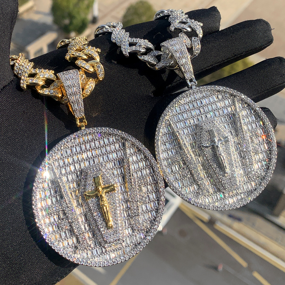Luxury Jewelry Designer Jewelry Cross-border Palm Pendant Inlaid With AAA Zircon Exquisite Design Hip-hop Necklace Chain High-end European And 02