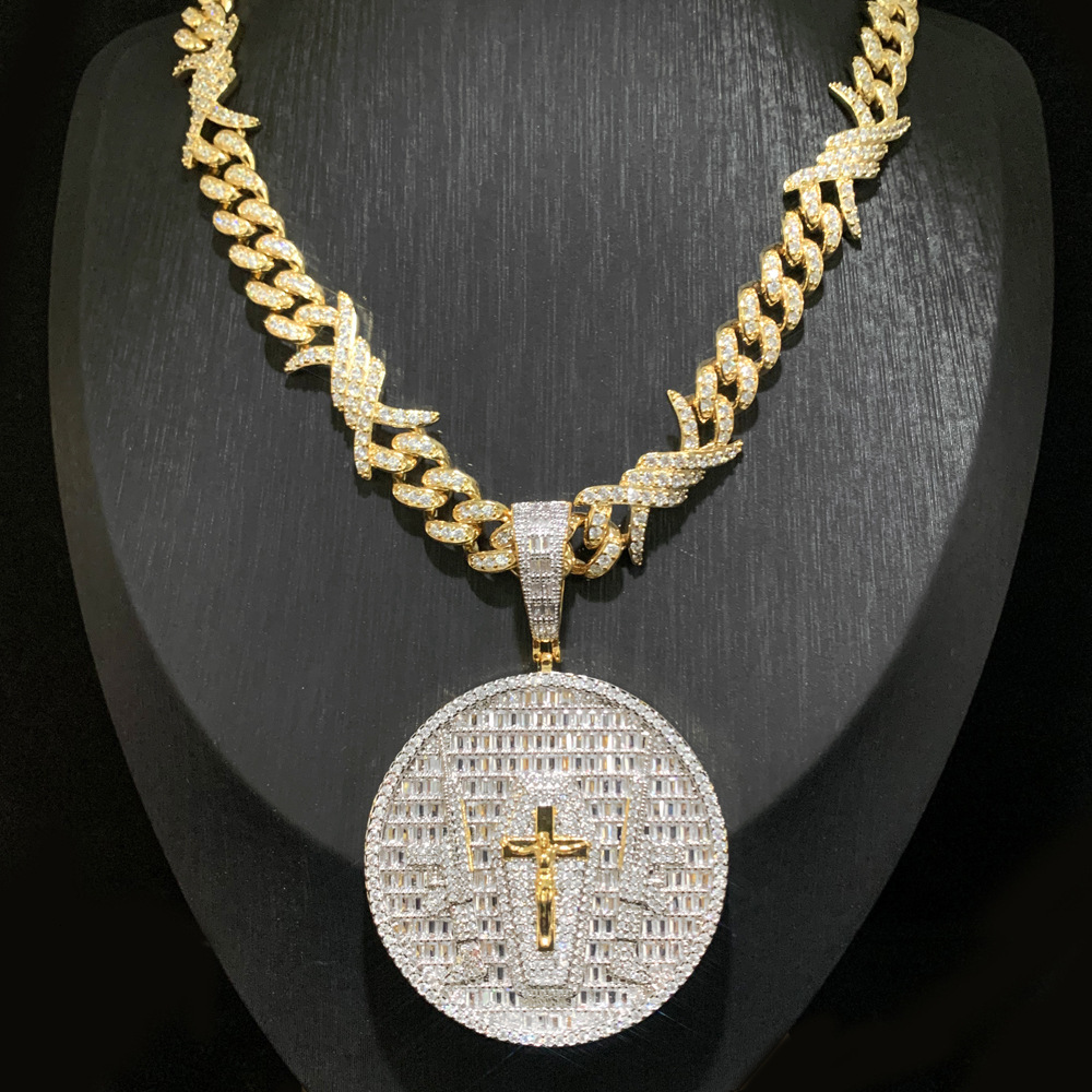 Luxury Jewelry Designer Jewelry Cross-border Palm Pendant Inlaid With AAA Zircon Exquisite Design Hip-hop Necklace Chain High-end European And 02