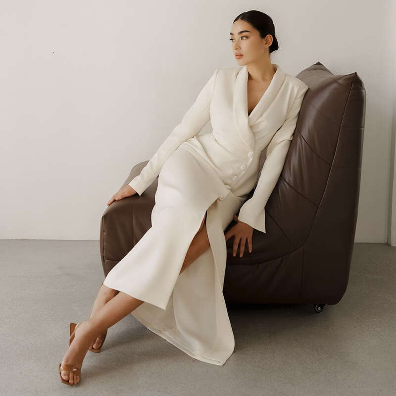 Spring New Women's Solid Color Long Sleeve Button Jacket Blazer Dress Women B5