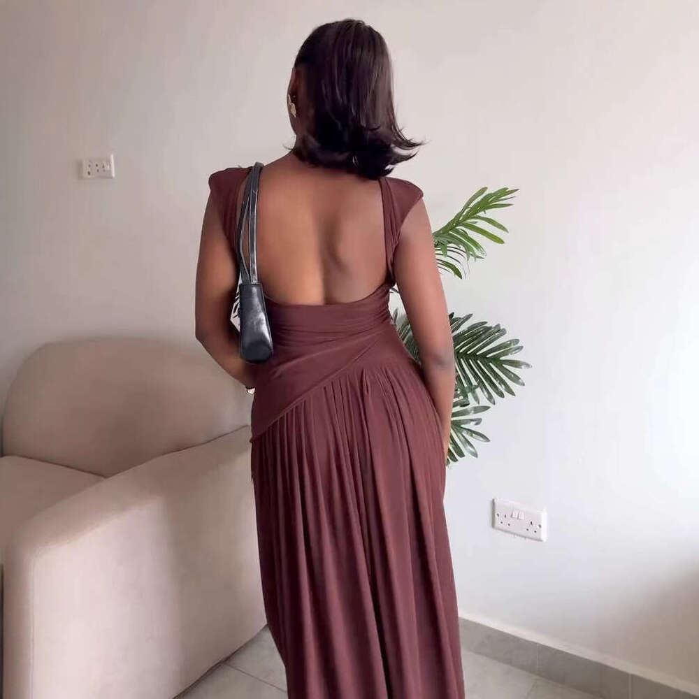 Elegant Asymmetrical Pleated Dress For Women Summer New Style Slim Fit Sleeveless B5