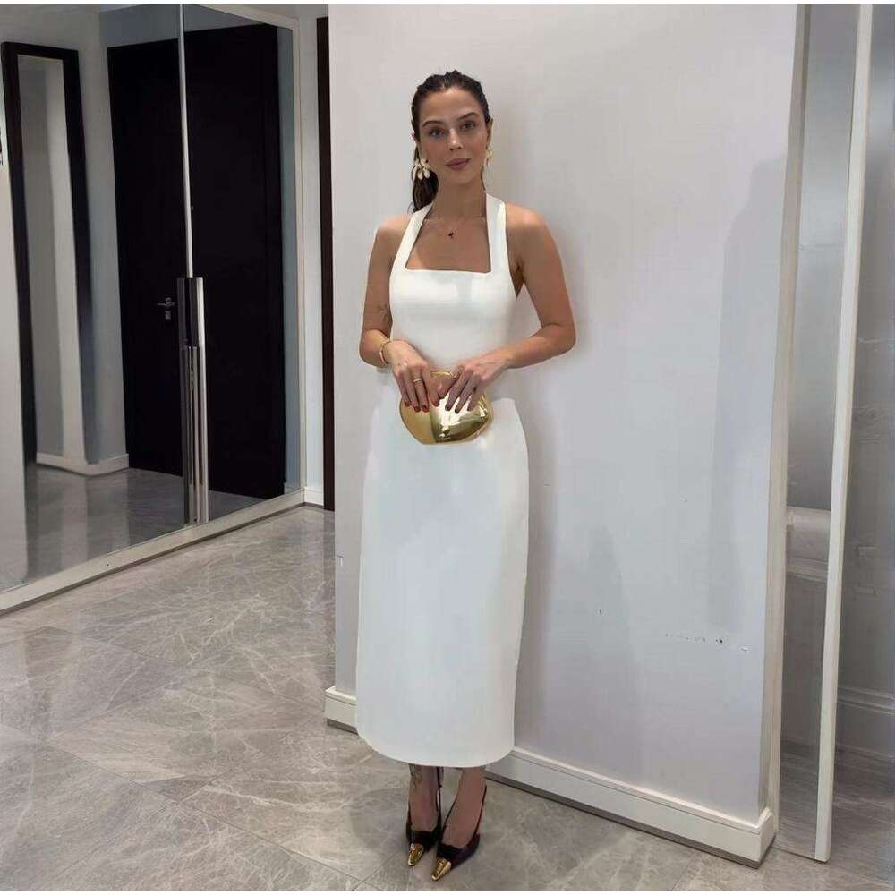 Summer New Style Open Collar Women's Simple Sleeveless Halter Sexy Slim Dress B5