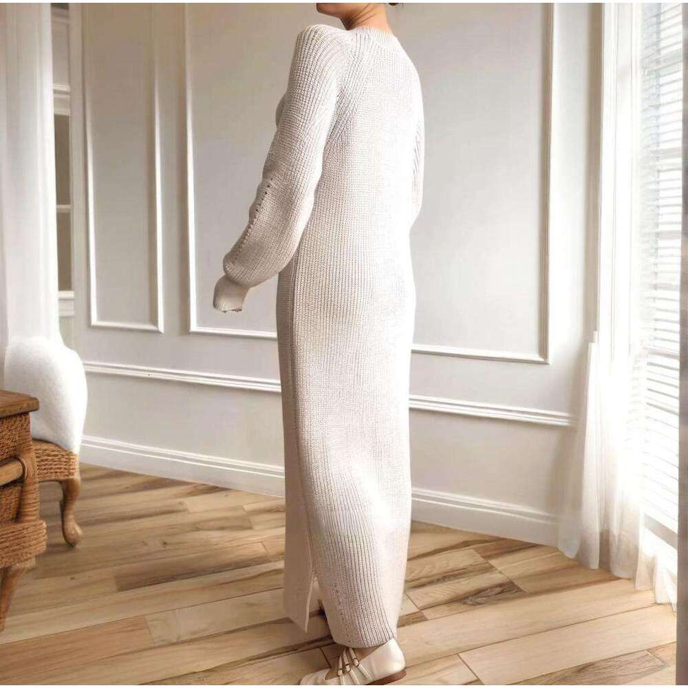 New Russian Women's Fashion Solid Color Elegant Slim Long Dress Two-Piece Set B5