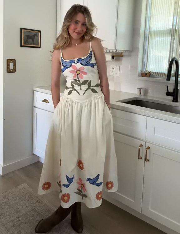 Summer New Women's Fashion Printed Fresh And Pure Elegant Waist-Cinching Dress B5