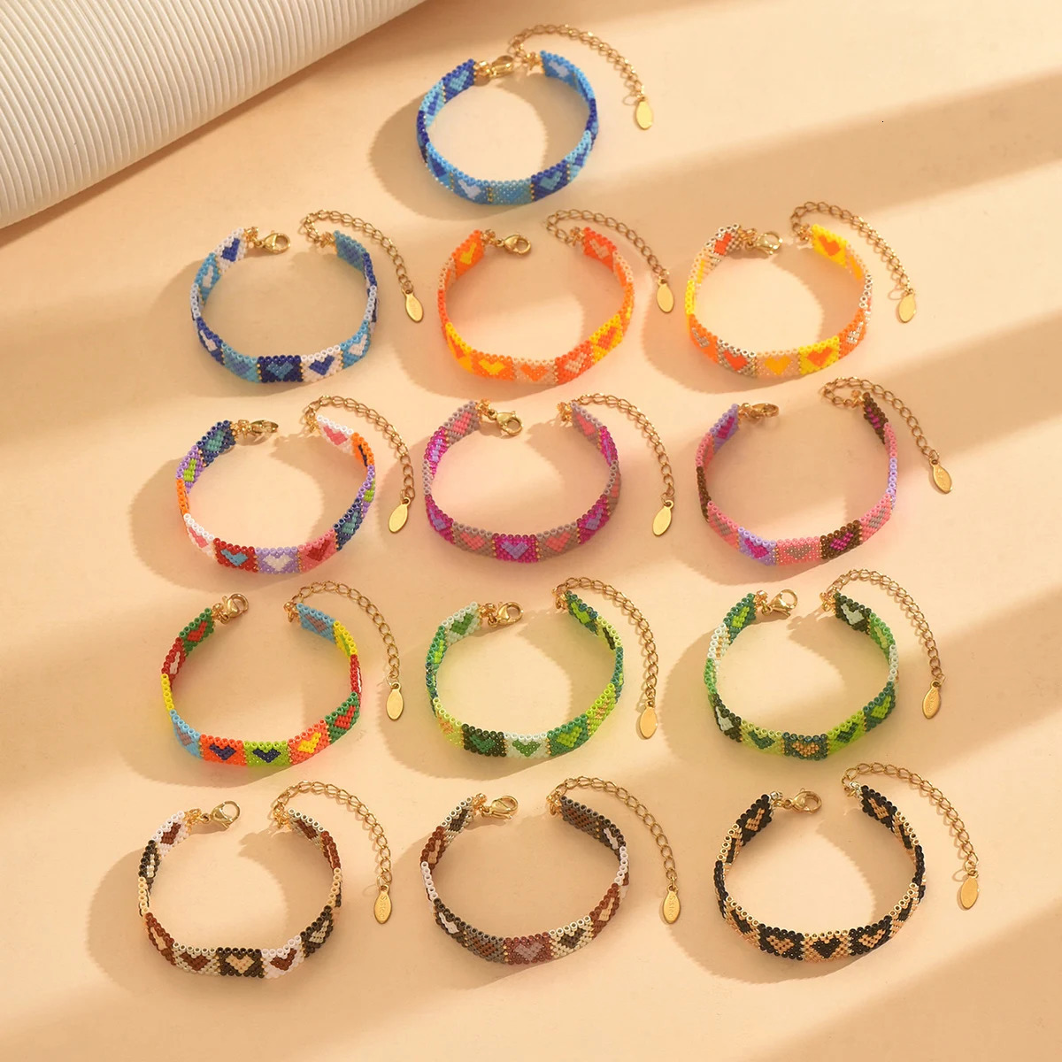 ZHONGVI Creative multi-color heart Stainless steel chain bracelet Miyuki Bracelet For Women Boho Pulseras Fashion Jewelry 250712