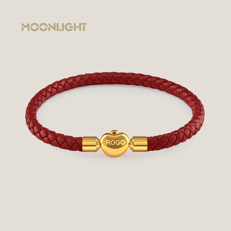 Lucky Golden Treasure Genuine Braided Leather Charm Bracelet for Woman Simple Black Red Female Fashion Jewelry Accessories Gift 250712
