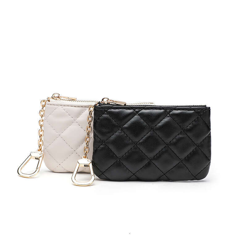 Women's Purse 2024 New Zipper Solid Color PU Embroidered Quilted Soft Leather Small Coin Card Holder Decorative Bag