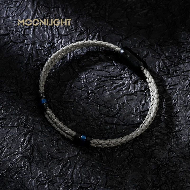 MOONLIGHT Accessories Double layer Bracelet Mens Fashion Gift Black Genuine Leather Bracelets Years Surprise Gift 250712
