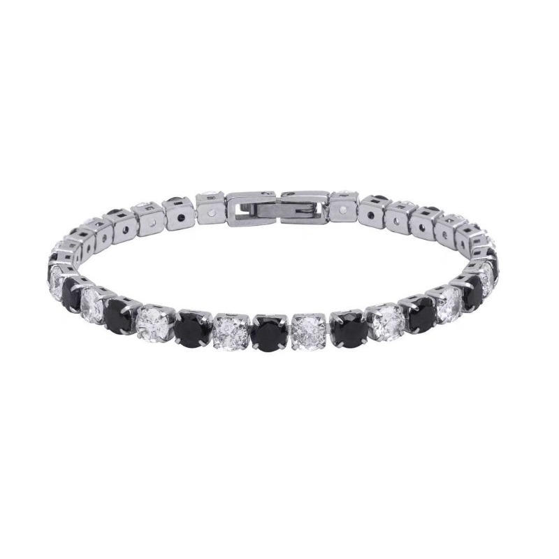 Titanium Steel Jewelry: Unisex Tennis Style Hip-Hop Charm Bracelet Featuring Non-Fade AAAAA Grade Cubic Zircons