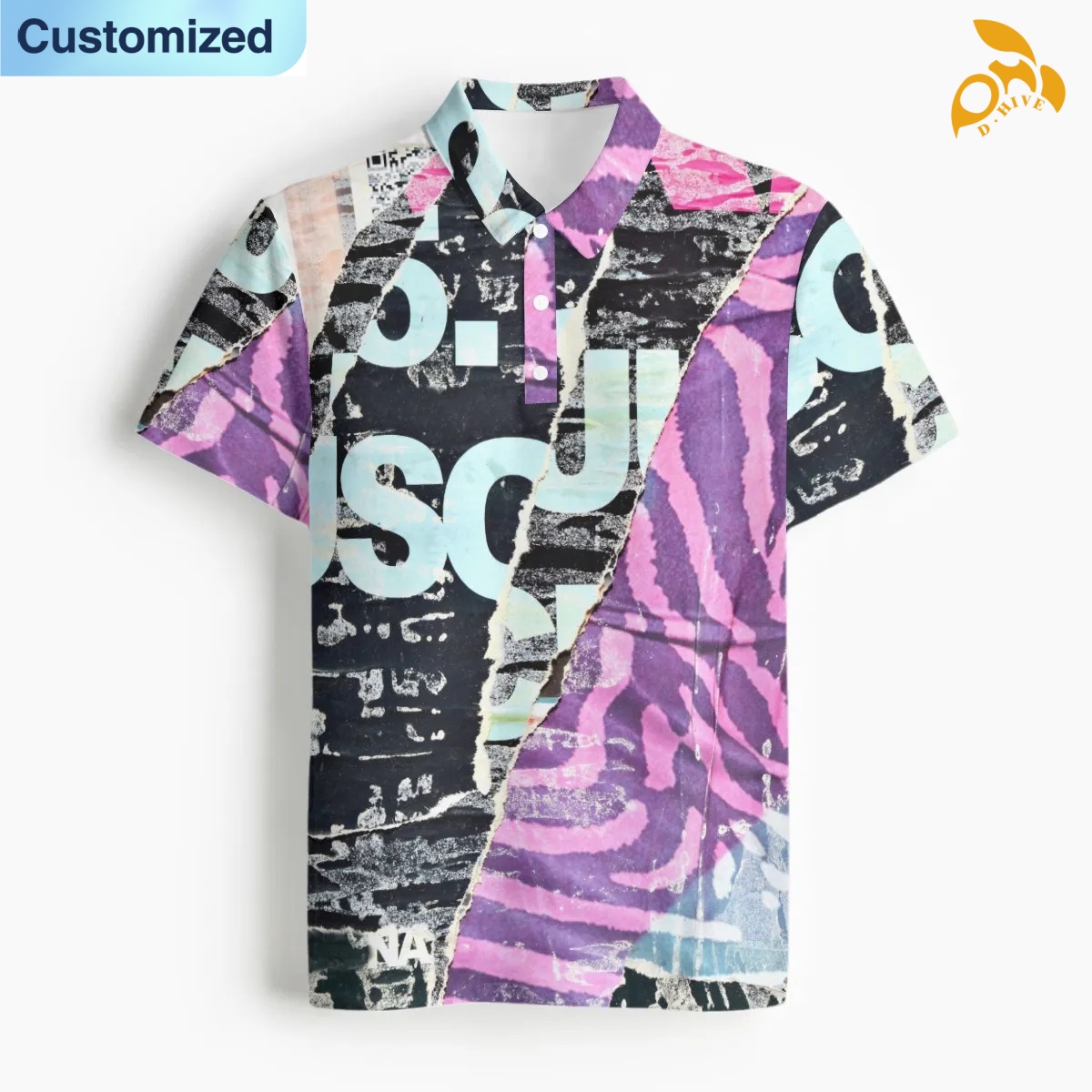 free shipping designer of customized comfortable breathable full-body printed men's Polo collar sweatshirt with exquisite patterns from US