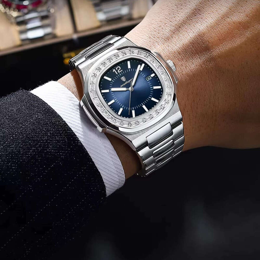 DHwatches Luxury Men's Watch - 50M Waterproof Ultra-Thin Square Quartz Wristwatch with Date & Luminous (Model 918)