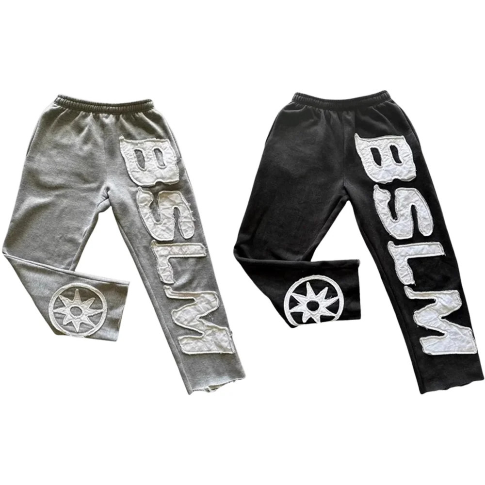 American Retro Sweatpants Y2K Clothes Mens Womens Harajuku Hip Hop Letter Embroidery Patch Oversized Sweatpants Casual Jogg Pant 250709