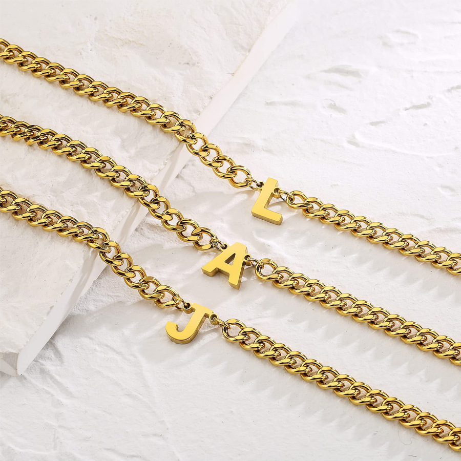 Luxury Jewelry Designer Jewelry Hip Hop Stainless Steel Chain 26 Letter Necklace 18K Gold Capital Letter Pendant Jewelry