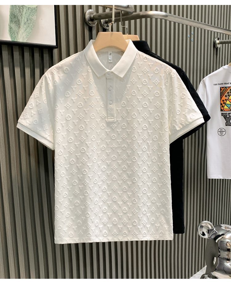 Bestselling Fashion Print Casual Men Polo Shirt Summer New Arrival Slim Fit Breathable Comfort Black White