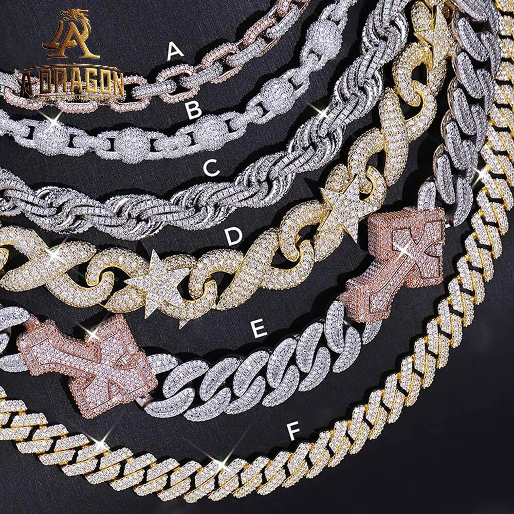 Factory Price 925 Sterling Silver Tennis Chain Fashion Iced out 4mm D Color Moissanite Necklace High Quality Jewelry