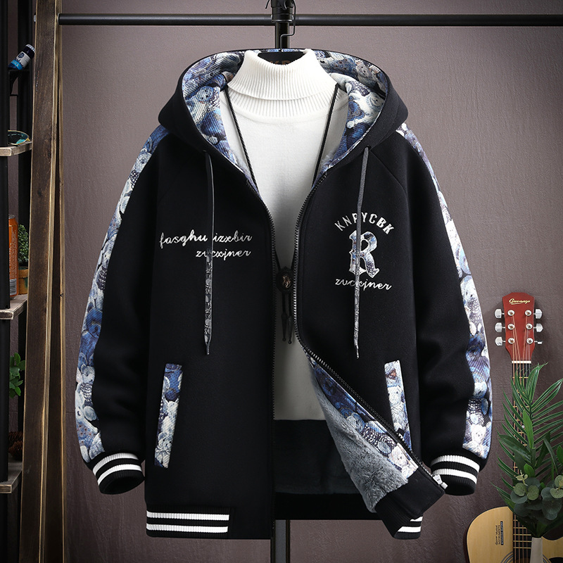 Free shipping Jacket designers with Velvet and Hoodie Thick Coat Youth Top Men's Coat new