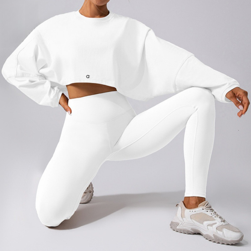 designer t shirt Sports Sweatshirt Women Round Neck Short Breathable Fitness Tshirt Drop Shoulder Sleeve loose Long Sleeve Top Yoga Top designer sweatshirt
