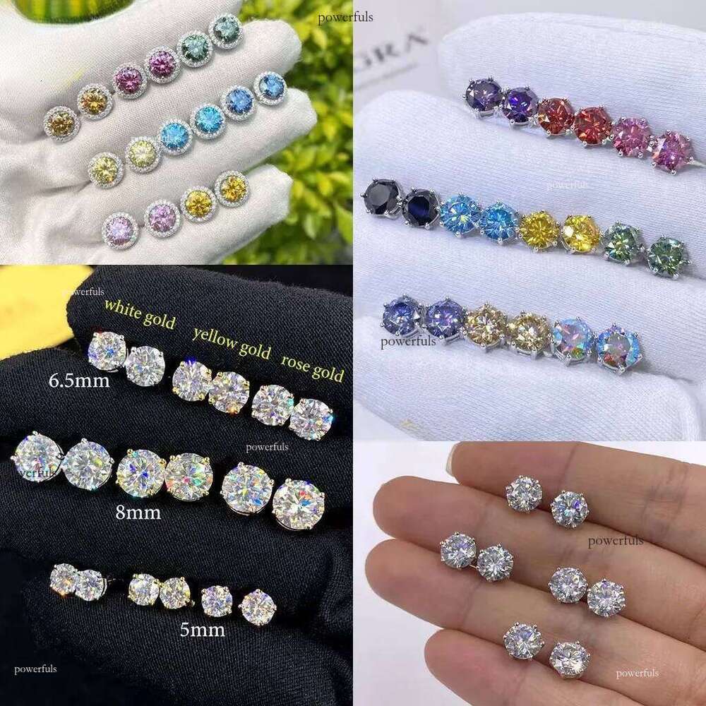 Wholesale VVS Dia Earring Factory Price Sterg Sier Round Cut 5mm 6.5mm 8mm Moissanite Stud Earrings Men Women
