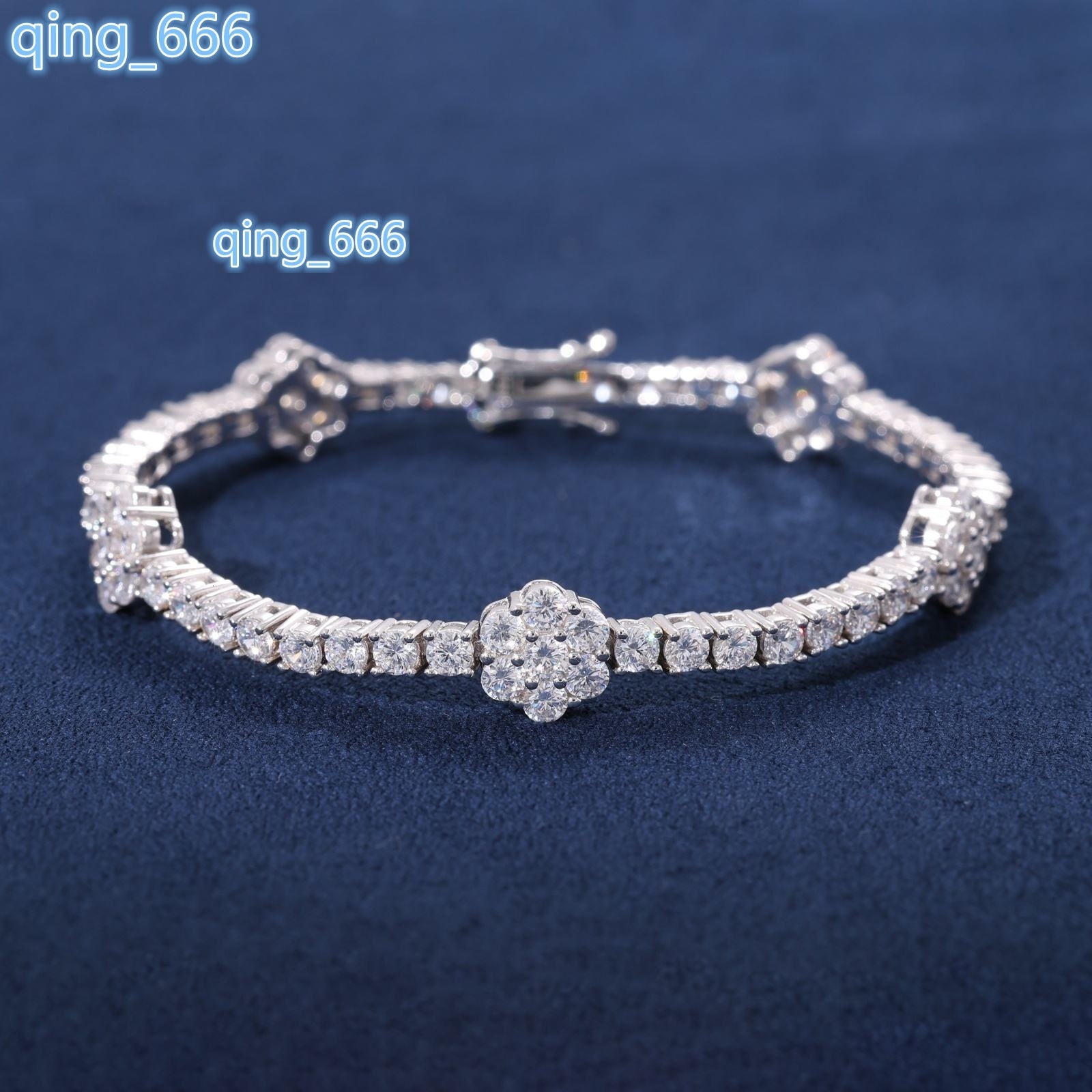 925 Sterling Silver Tennis Bracelet Fine Flower Design GRA Certified 3mm VVS D Moissanite Hip Hop Jewelry Childrens Anniversary