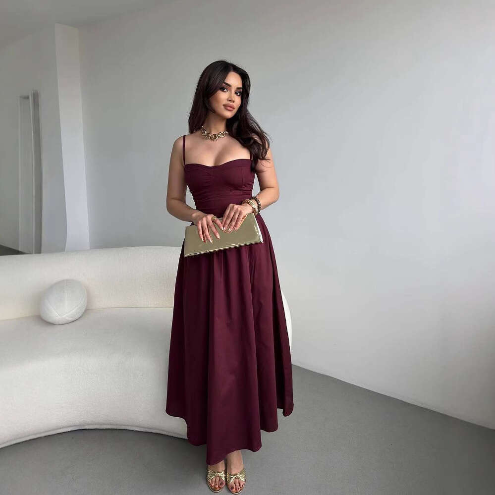 Summer New Women's Fashion Strap French Style Sexy Elegant Fashionable Pure Dress B5