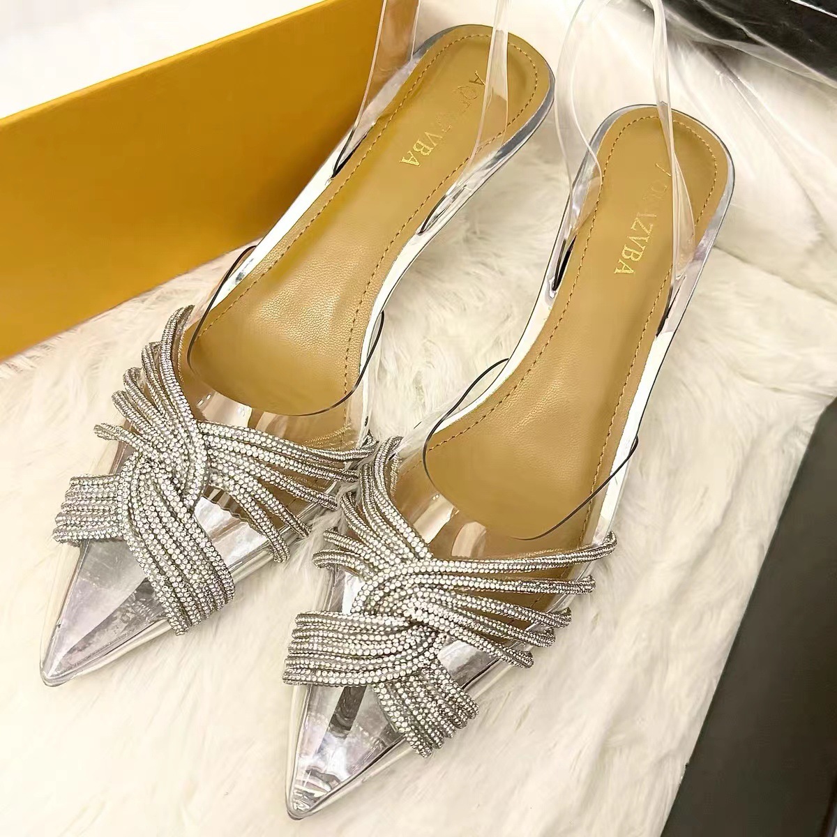 High Heeled Sandals In Spring And Summer, PVC Transparent Rhinestone Thin Women's High-Heeled Shoes For Women