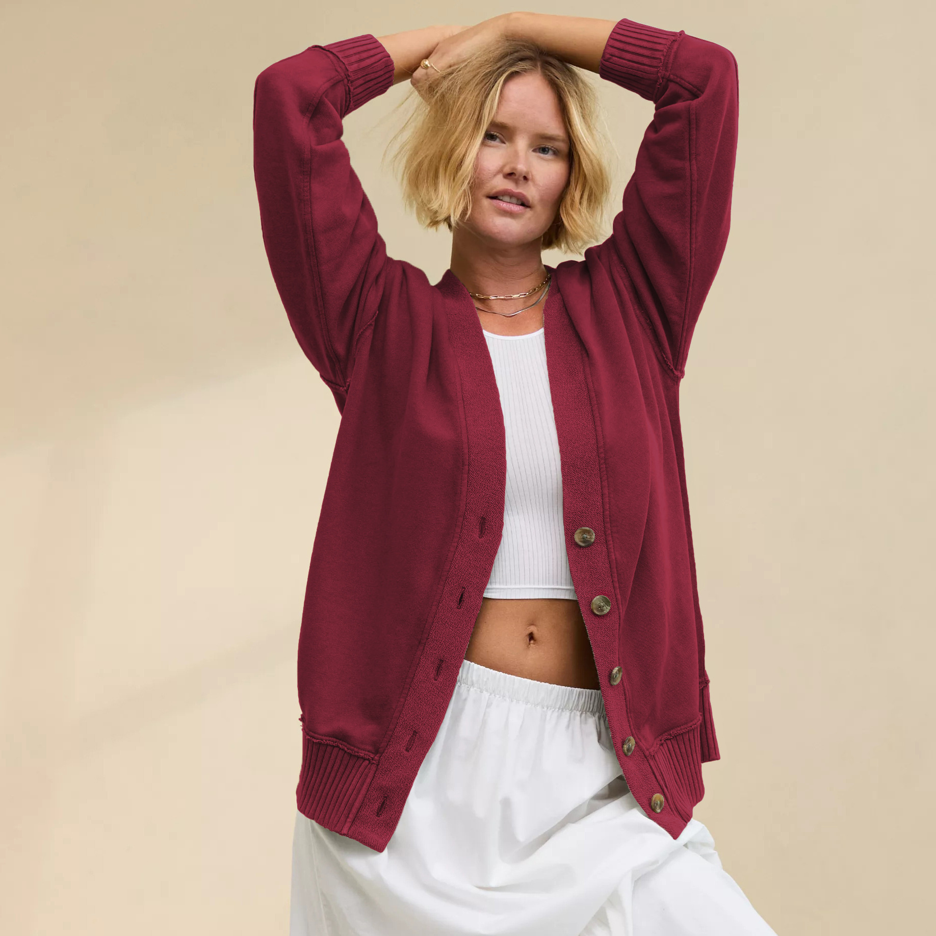 hot Free shipping designer coat for women Knitted cardigan button contrasting sweatshirt loose autumn and winter lazy jacket for women