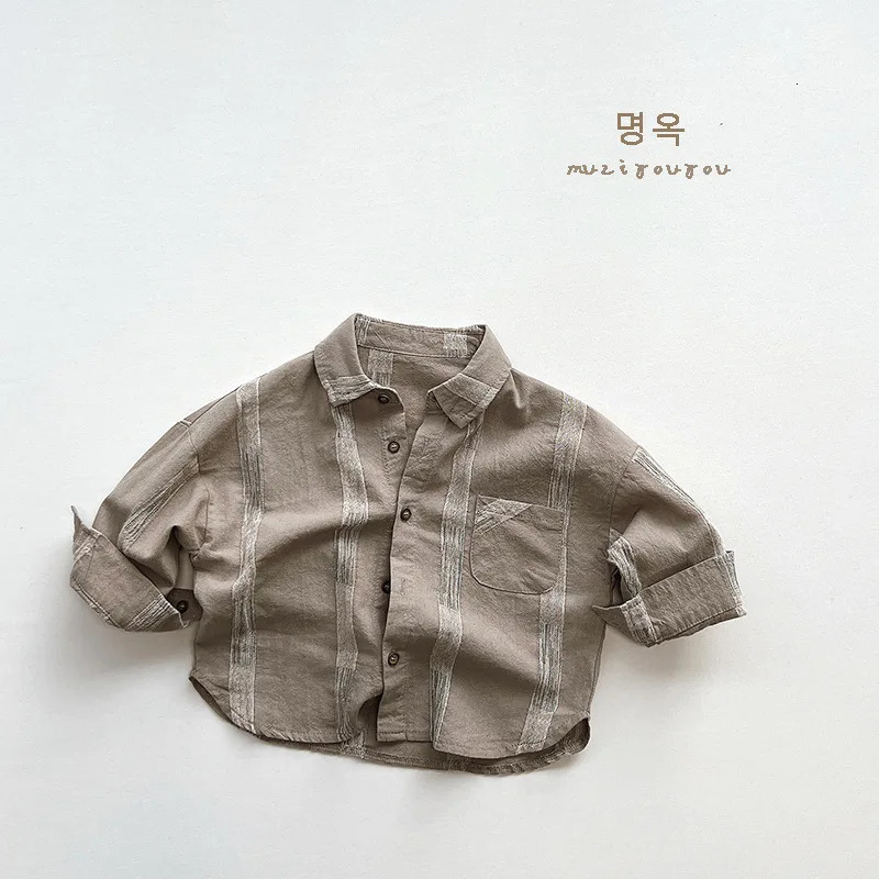Boys Shirt Spring and Autumn Style Childrens Pure Cotton Cardigan Top Girls Korean Version Jacket Childrens Clothing 250715