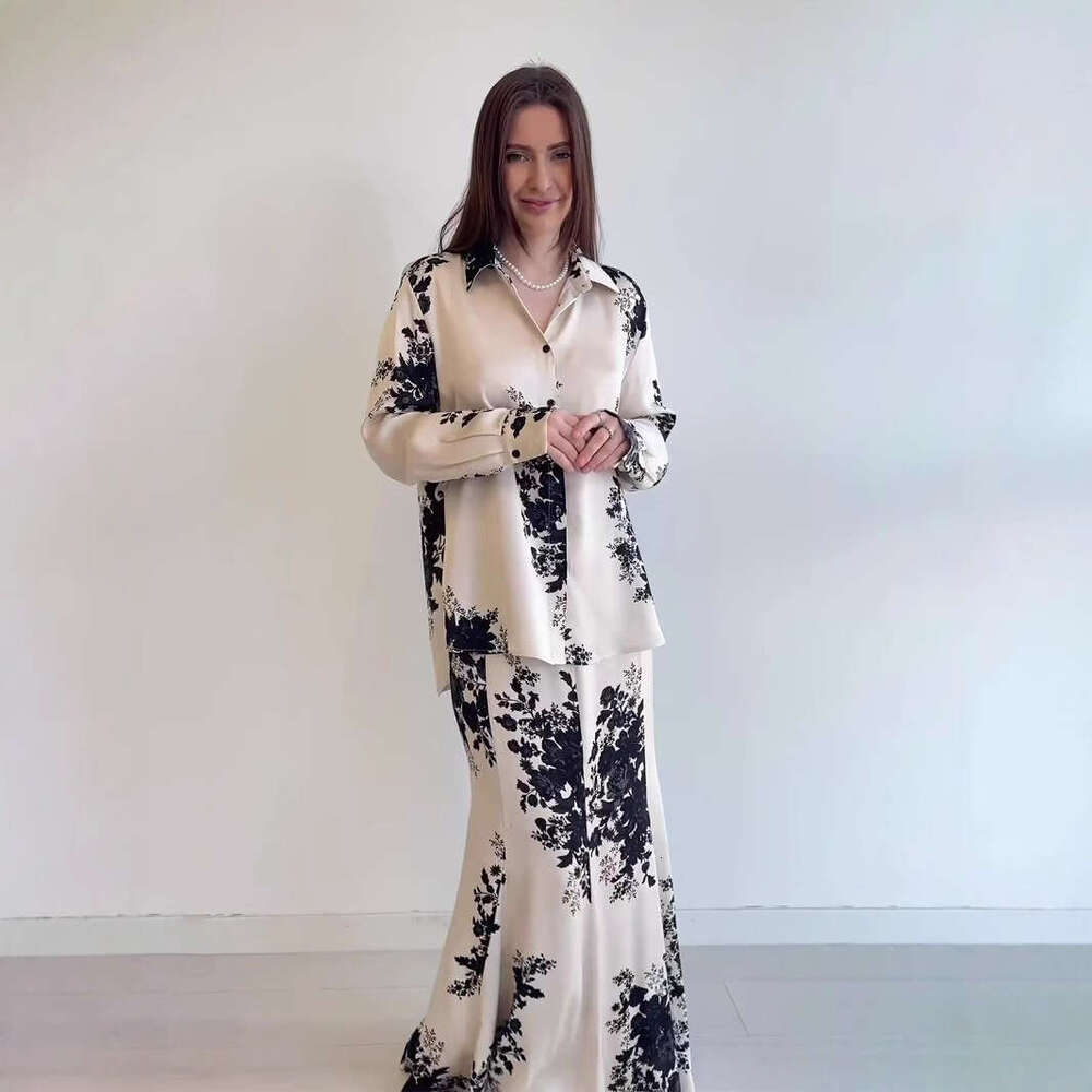 Women's Clothing Spring New Printed Button Loose Skirt Fashion Set For Women B5