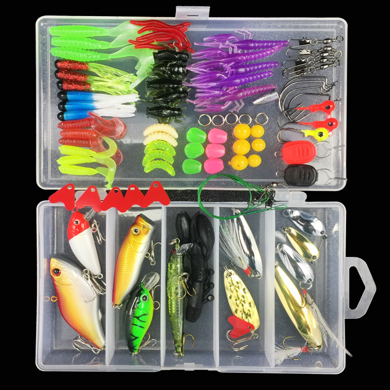Fishing Lure Kit Soft and Hard Bait Set Gear Layer Minnow Metal Jig Spoon For Bass Pike Crank Tackle Accessories with Box 241115