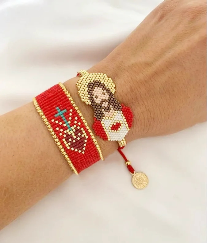 Handmade Religious Sacred Heart jesus virgin Charm Bracelet adjustable bracelet jewelry for women GIRL 250712