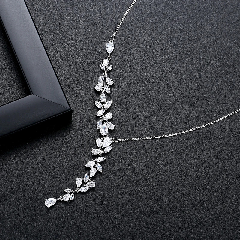 LUOTEEMI CZ Long Drop Pendant Necklace for women High quality fashion elegant shiny clavicle chain party jewelry 250711